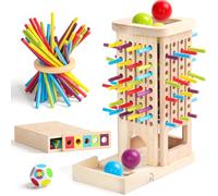 Juguetes Niños 3 4 Años Juegos de Mesa, 3-en-1 Juguetes Montessori con 40 Palitos de Madera, Dados y 5 Bolas de Colores Torre de Madera Juegos Educativos Cumpleaños Regalo Niña Niño 3 4 5 6 Años