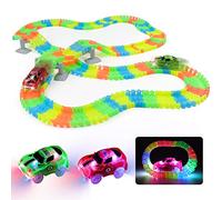 Juguetes Niños 3 Años, Pista de Coches para Niños Circuito Coches Juguetes Niño 3 4 Años- 240 Piezas Montessori Track Pista Flexible & 2 LED Cars Juguetes Educativo Regalo Niño Niña 3 4 5 Años