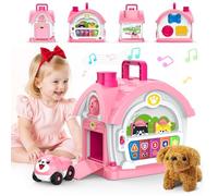 Juguetes para 1 2 niñas de años: Montessori juguetes para 1 año de edad, 6 en 1 actividad multifunción casa juguete para bebé con coche/música, regalos de cumpleaños para 1 niño de 2 años