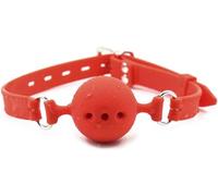 Juguetes para adultos con mordaza de bola de silicona transpirable (ROJO)