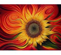 Juguetes para Aliviar El Estrés para Adultos - Abstract Sunflowerss Painting - Art Rompecabezas - Juego De Memorias para The Elderly - Home Decor - 1000 Piezas Rompecabezas - Sk362Zp