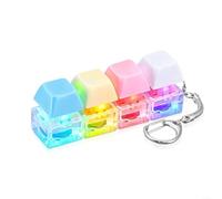 Juguetes para ansiedad con teclado con luces RGB - Clicker de 4 botones para aliviar el estrés, llavero portátil para el hogar, oficina, escuela y viajes (con luz blanca, rosa, amarillo, azul)