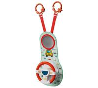 Juguetes para asiento de automóvil orientado hacia atrás, juguete con volante para bebé con rotación de 360 ° con espejo, música, luces y sonidos de conducción, volante para niños de 12 mese