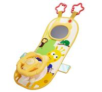 Juguetes para asiento de automóvil orientado hacia atrás, juguete con volante para bebé con rotación de 360 ° con espejo, música, luces y sonidos de conducción, volante para niños de 12 mese