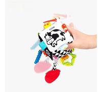 Juguetes para bebés en blanco y negro de alto contraste, libros sensoriales para bebés que atraen la atención Educación temprana Sonajeros de felpa Anillos colgantes Juguetes para (Cuadrada)