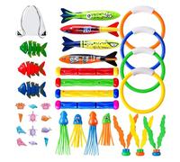 Juguetes para bucear en la piscina | con palos flotantes y juegos de baño, 35 piezas juegos subacuáticos piscina y playa | para verano al aire libre acuático niños jardín