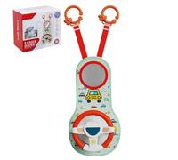 Juguetes para el asiento del automóvil hacia atrás, juguete de dirección de bebé de rotación de 360 ° con espejo, música, luces y sonidos de conducción, volante de 12 meses+ niños para el asiento tra
