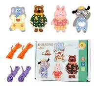 Juguetes para enhebrar cordones de madera, juguete de viaje con habilidades motoras finas,Juguetes educativos con cordones de madera con forma de dinosaurio de aprendizaje para niños - Actividades pre