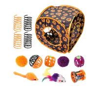 Juguetes para gatitos de interior,Juguetes para gatos para gatitos - Juego de juguetes con hierba gatera con temática de Halloween | Túnel de juego para gatos Hide and Seek, juguetes interactivos para