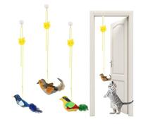 Juguetes para Gatos Colgados Puerta, 3 Piezas Interactivo Juguete Gatos, Pajaro Volador Juguete para Gato, Juguete Gato para Interior con Correa Ajustable