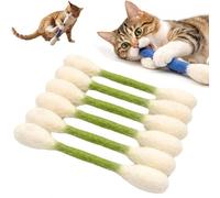 Juguetes para gatos con bastoncillos de algodón y hierba gatera, paquete de 6 unidades. Cuerdas masticables grandes y duraderas para gatitos, palitos interactivos de fieltro para jugar (GREEN)