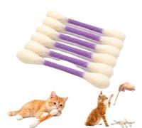 Juguetes para gatos con forma de bastoncillo de algodón y hierba gatera | Palos interactivos de fieltro para patear | Ideal para interiores, ansiedad y digestión | Palo dental duradero (Morado)
