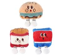 Juguetes para gatos con hierba gatera, paquete de 3 hamburguesas de peluche para gatitos, para gatos con campanas, bola masticable para mascotas, kit de entretenimiento en interiores