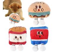 Juguetes para gatos - Paquete de 3 hamburguesas de peluche de gatito - Dispensador de golosinas súper suave, bola masticable interactiva para mascotas, rompecabezas con campanas para gatos de interior