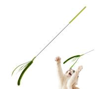 Juguetes para gatos para interiores - Juguete de varita de plumas de gato simulada | Varita de felpa larga para gatos | Resorte flexible, varita de imitación de hierba para gatitos de interior y