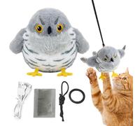 Juguetes para gatos recargables, pájaros de peluche que cantan | Juguete de pájaro y gato con alas para enriquecimiento de mascotas, ejercicio, aburrimiento, juego de gatito