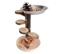 Juguetes Para Hamster De Madera Sólida, Escala De Escalada Giratoria De 23 Cm | Cuenco De Investigación De Alimentos Para Mascotas De Acero Inoxidable 345g, Accesorio De Hábitat Natural Permitiendo