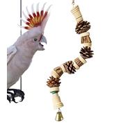 Juguetes Para Loros Conuros - Juguetes Para Jaulas Y Juegos De Masticación,Accesorios Naturales para Jaulas de Madera con Piñas y Cuerda, Decoración para Hábitats de Loros, Cacatúas, Agapornis y Guaca