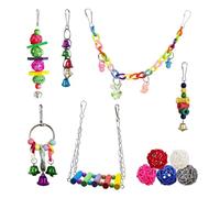 Juguetes para loros, Hamaca de madera sobre pie | Juguetes de hundimiento coloridos para loros - para canarios inseparables gris africano Calopsittes Conures Periquitos Mainates Aras