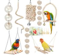 Juguetes para loros, juego de 18 piezas, columpios y accesorios de jaula, adecuados para periquitos, pájaros del amor, pinzones, cacatúas, mías y conuras