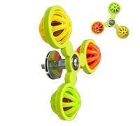 Juguetes para masticar loro - Juego de bolas de campana para molino de viento, accesorio de jaula | Piel de tigre, diseño de peonía en y negro, enriquecimiento interactivo de pájaros, juego