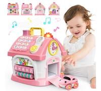 Juguetes para niñas de 1 2 años: Montessori juguetes para 1 año de edad, 6 en 1 actividad multifunción casa juguete para bebé con música/reloj/luces, regalos de cumpleaños para 1 niña de 2 años