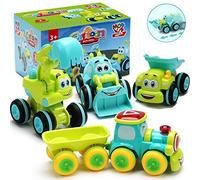 Juguetes para niños a partir de 2 años - 4 carros para niños a partir de 2 años o más, kit de construcción de dibujos animados Push & Go Cars - Los mejores juguetes y camiones