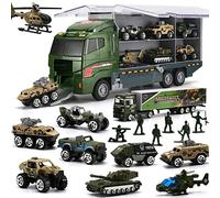 Juguetes para Niños, Coches de Juguetes Militares Fundidos a Presión con Camiones Helicópteros Jeep Soldados Tanques Vehículos Blindados, Juguetes Educativos para Escuelas Cumpleaños Navidad (26 PCS)