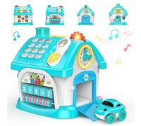 Juguetes para niños de 1 2 años: Montessori juguetes para 1 año de edad, 6 en 1 actividad multifunción casa juguete para bebé con sonido/música/reloj, regalos de cumpleaños para niños de 1 2 años