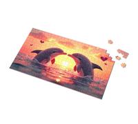 Juguetes para niños de 4 a 6 años, dos delfines besándose al atardecer, rompecabezas para adultos, rompecabezas de 1500 piezas (1000 piezas)