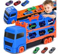 Juguetes para niños pequeños de 2, 3, 4, 5 y 6 años, regalos para niños: pista de carreras de 65 pulgadas para niños, juguete de transporte de camiones de fundición a presión, juego de juguetes para