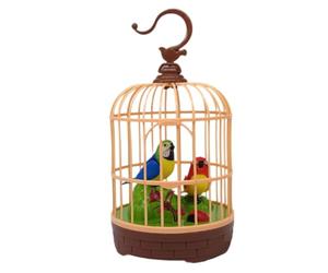 Juguetes para pájaros para niños que cantan y se mueven, pájaro parlante realista con luz en la jaula, diversión activada por voz para el escritorio de la habitación, juguetes para pájaros en la jaul