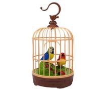 Juguetes para pájaros para niños que cantan y se mueven Pájaro que habla realista con luz en jaula Diversión activada por voz para habitación Escritorio Juguetes en jaula Juguete de loro parlant