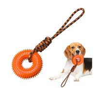 Juguetes para perros chirriantes, juguetes chillidos para perros | Spiky Ring Trainer de masticación - Juguete interactivo con cuerda para pequeños perros medianos grandes estimulación mental al aire
