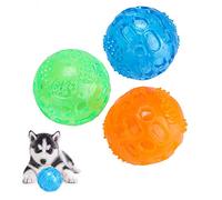 Juguetes para Perros, Set de 3 Pelotas de TPR para Morder, Juguete Interactivo con Sonido para Perros Peque?os y Medianos, Colores Vivos