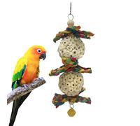 Juguetes para triturar los : triturador de madera natural, juego interactivo con campanas, divertida actividad para masticar, entretenimiento seguro en jaula | Para ara de pequeñas y medianas d