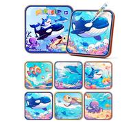 Juguetes reutilizables del libro de pintura de agua del océano para niños, libros de acuarela mágica Juguete educativo de viaje con pluma de agua Cuento de hadas para niños y niñas de más de 3 edades