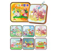 Juguetes reutilizables del libro de pintura de agua para niños, libros de acuarela mágica Juguete educativo con pluma de agua Cuento de hadas para niños y niñas de más de 3 edades (zoológico)