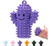 Juguetes Sensoriales de Mano, Llavero de Cactus Fidget Toys en para Antiestres y la Ansiedad, Promueve la Concentración (Morado)