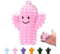 Juguetes Sensoriales de Mano, Llavero de Cactus Fidget Toys en para Antiestres y la Ansiedad, Promueve la Concentración (Rosa)