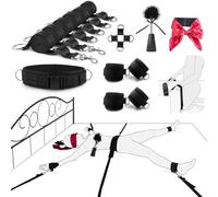 Juguetes sexuales BDSM restricciones de esclavitud arnés sexual restricciones de cama ajustables correas sexuales Kit de eslinga sexual esposas correa cruzada venda de ojos Tickler pluma engranajes