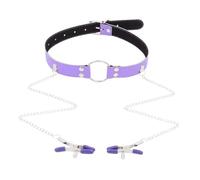 Juguetes sexuales eróticos para parejas,juegos para adultos,mordaza BDSM,mordazas de bola para mujeres,mordazas con cadena,pinzas para pezones,fetiche,morado,talla única