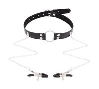 Juguetes sexuales eróticos para parejas,juegos para adultos,mordaza BDSM,mordazas de bola para mujeres,mordazas con cadena,pinzas para pezones,fetiche,color negro,talla única