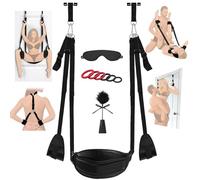 Juguetes sexuales para adultos BDSM puerta sexo columpio con asiento, 9 piezas juguetes sexuales esclavitud conjunto con anillo del pene, máscara para los ojos, plumas látigo
