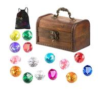 Juguetes subacuáticos con gemas - Joyas de colores para piscina para recuperarse para niños - Juego submarino lanzamiento gemas con caja del tesoro para niños