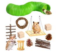 Juguetes y túneles para Dientes de Guinea - Juego de Masticar con de Madera Natural con Tubo de Piel para Animales pequeños, Juego masticable para hámsteres, Cerdos y Chinchillas | Bunny Sticks J