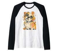 Juguetón Puggle Beagle Pug Mix Sketch Style Diseño de Perro Camiseta Manga Raglan