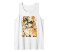 Juguetón Puggle Beagle Pug Mix Sketch Style Diseño de Perro Camiseta sin Mangas