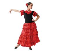 Juguetutto - Vestido Sevillana con volante rojo para mujer (L)