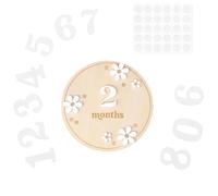 JUGUTA 1 Pieza Tarjetas Cumple Mes Bebe Hitos Mensuales Con Puntos De Pegamento Estilo Flor Tarjeta Mensual De Madera Bebés Accesorios Para Fotos Para Bebés De 0-12 Meses Baby Shower